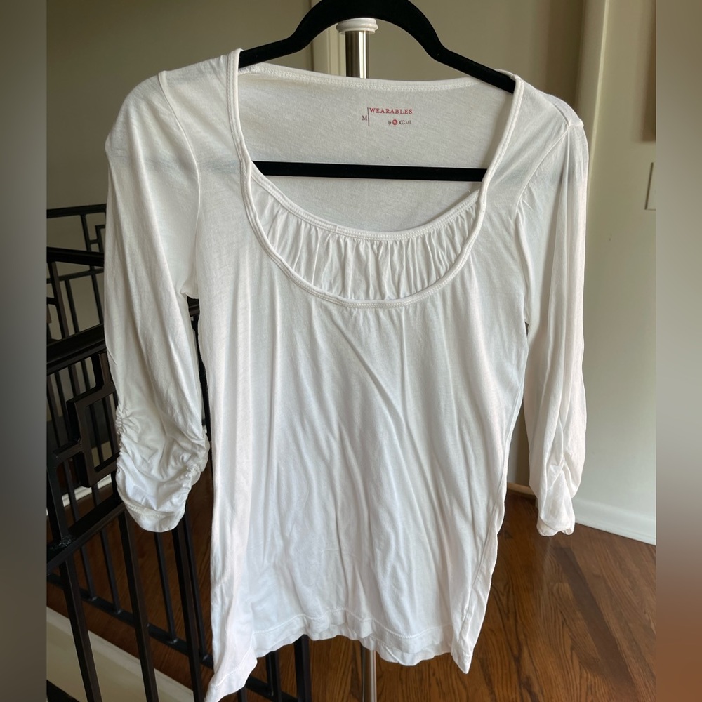 XCVI White Top with Inset at Bust